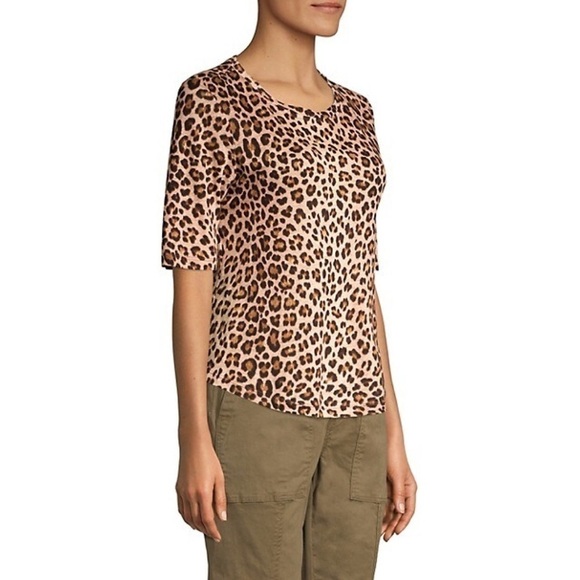 Rebecca Taylor Spring Leopard Jersey Linen Top - Picture 4 of 8